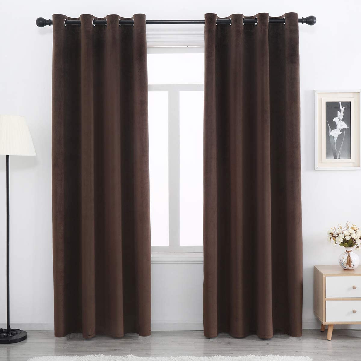 ستائر مخملية أنيقة من INtex CURTAINS HOUSE - ستائر معزولة حرارياً لغرفة المعيشة، حلقات فولاذية - ستائر مانعة للضوء - لوحان