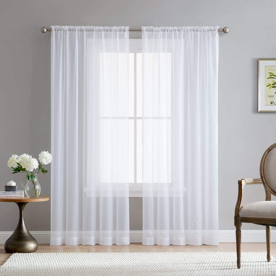 INtex CURTAINS HOUSE Elegant Voile Chiffon Curtains - Rod Pocket Design - Luxury Soft Fabric 1 Panel
