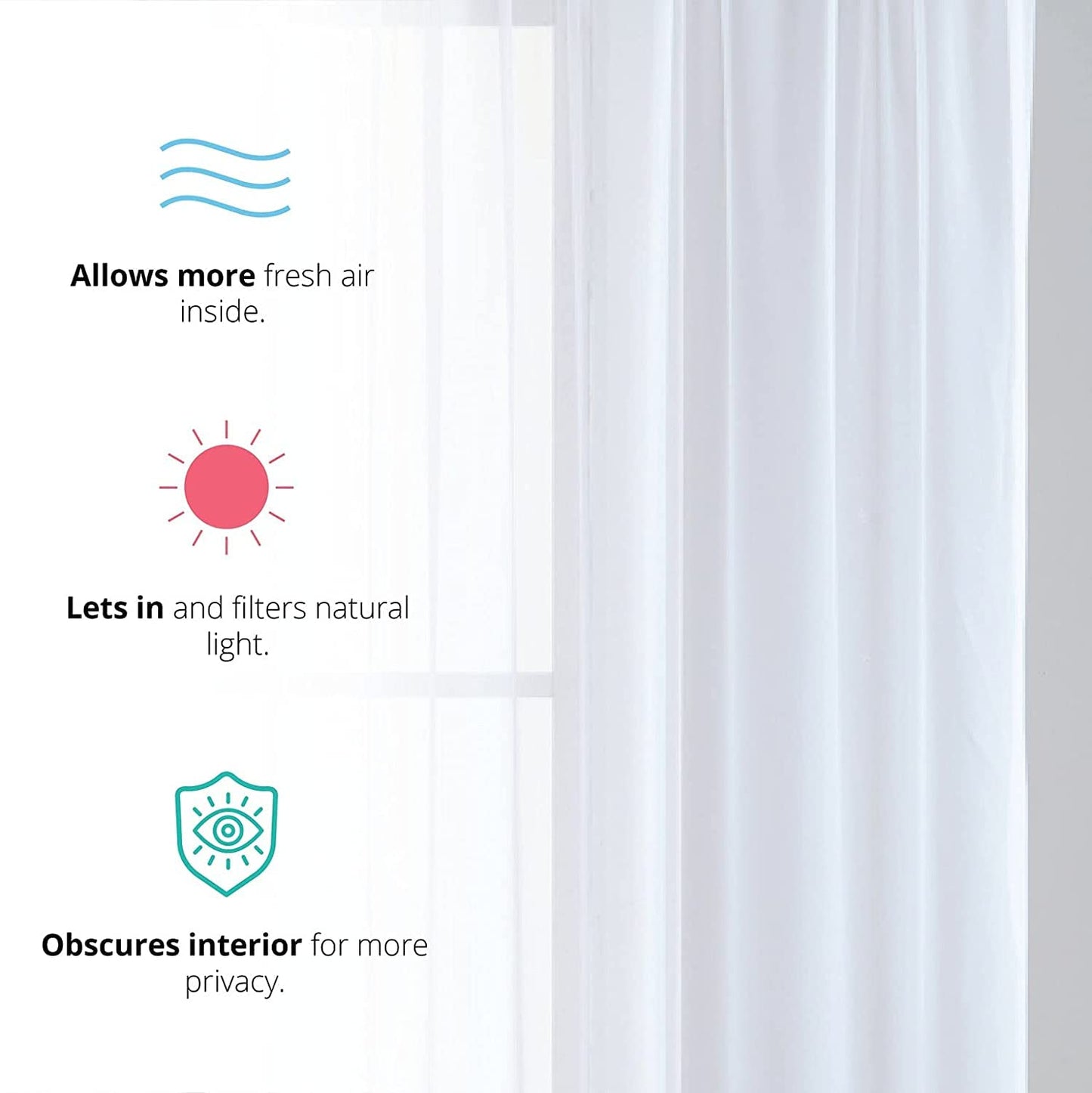 INtex CURTAINS HOUSE Elegant Voile Chiffon Curtains - Rod Pocket Design - Luxury Soft Fabric 1 Panel
