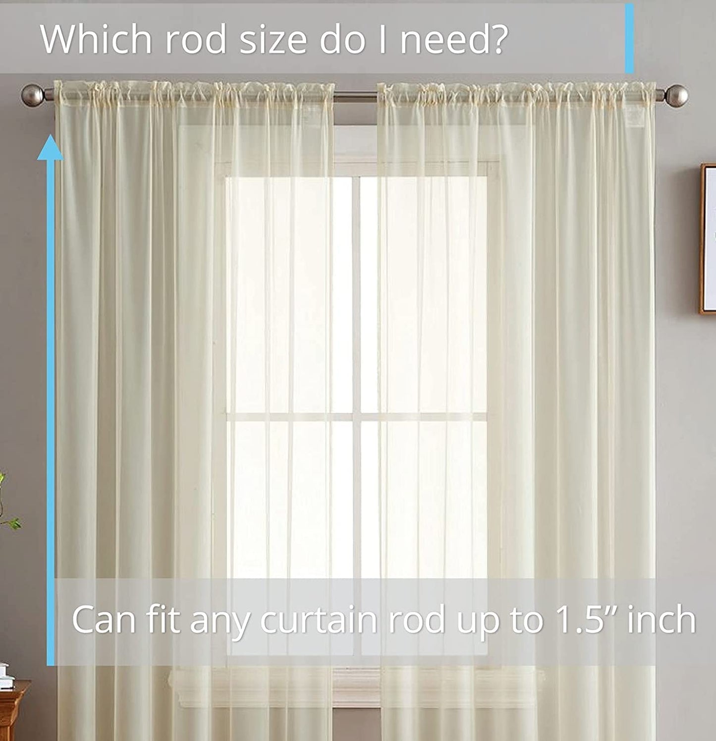 INtex CURTAINS HOUSE Elegant Voile Chiffon Curtains - Rod Pocket Design - Luxury Soft Fabric 1 Panel