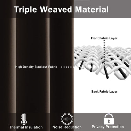 INtex CURTAINS HOUSE Blackout Curtains with Tiebacks - Thermal Insulated, Light Blocking and Noise Reducing Grommet Curtain Drapes for Bedroom and Living Room, Set of 2 Panels,