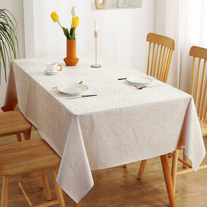 INtex Home Waterproof Tablecloth, Daniella Geometric Pattern Rectangle Table Cover, Stain Resistant Wipeable Fabric for Kitchen Dining Table, 1 Piece - Classic Weave - Off-White - 130 x 190 cm
