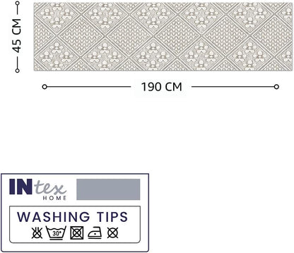 INTEX HOME Amina Table Runner – Premium Linen Blend – Light Beige – 45x190 cm – Heavy Duty, Stain Resistant, Machine Washable – Dining & Decor