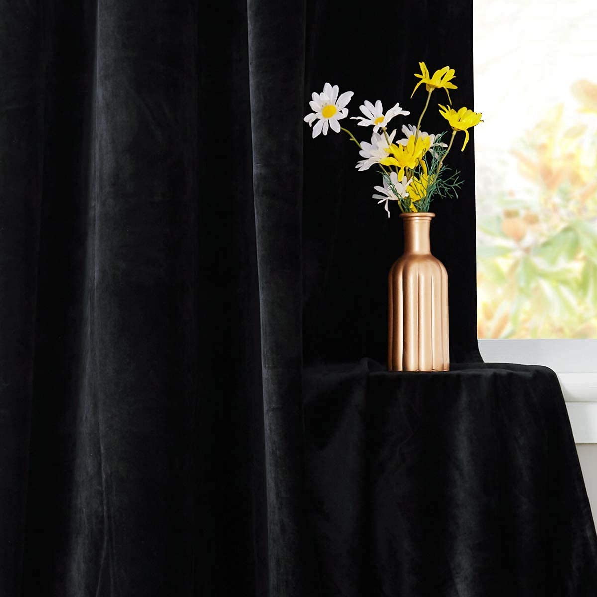 ستائر مخملية أنيقة من INtex CURTAINS HOUSE - ستائر معزولة حرارياً لغرفة المعيشة، حلقات فولاذية - ستائر مانعة للضوء - لوحان