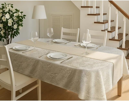 INtex Home Linen Rectangle Tablecloth, DAS Printed Design for Reception Living Room and Kitchen Tables, Elegant Dining and Daily Home Décor Use - 1 piece