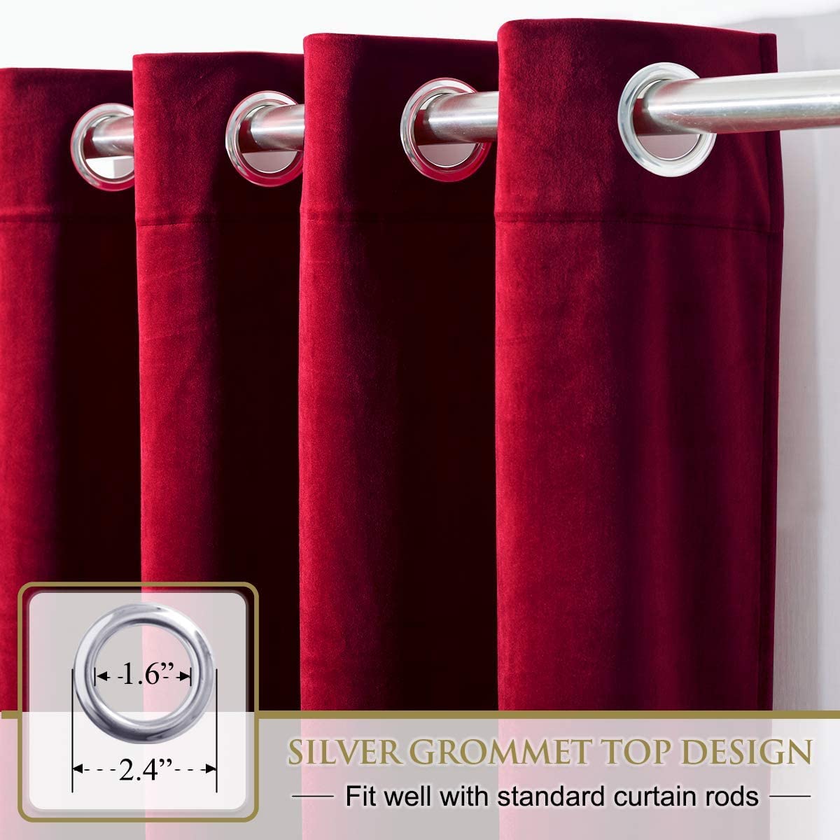 ستائر مخملية أنيقة من INtex CURTAINS HOUSE - ستائر معزولة حرارياً لغرفة المعيشة، حلقات فولاذية - ستائر مانعة للضوء - لوحان