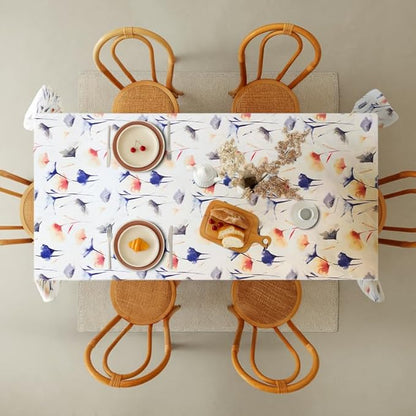 INTEX HOME Tablecloth, Sou Floral Pattern, Rectangle Design, Premium Linen Velvet Fabric, Ultra-Soft and Wrinkle-Resistant, 1 Piece, Elegant Table Cover for Dining, Kitchen, or Living Room