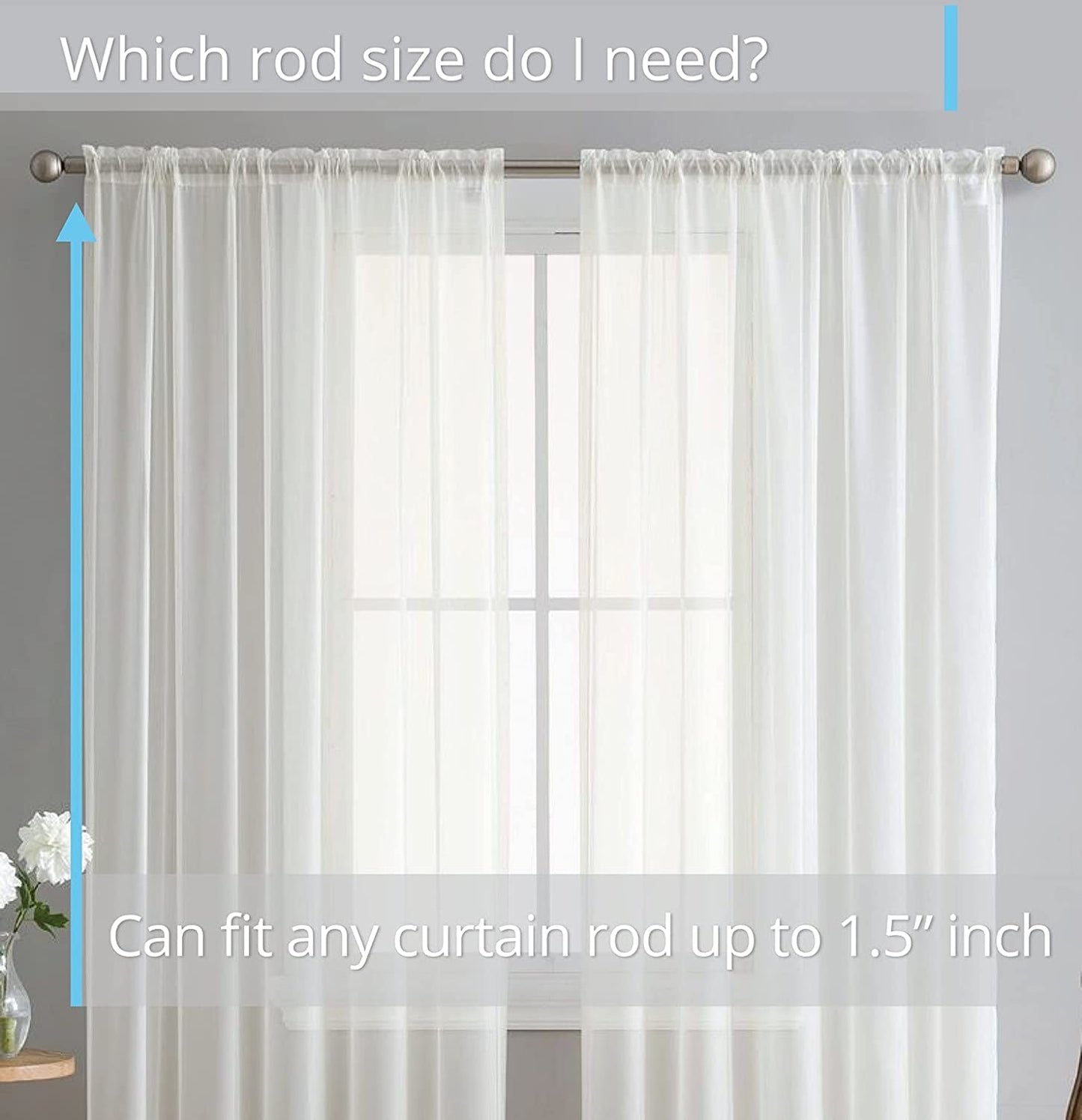 INtex CURTAINS HOUSE Elegant Voile Chiffon Curtains - Rod Pocket Design - Luxury Soft Fabric 1 Panel