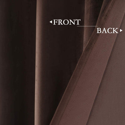 Elegant Velvet curtains - Soft Velour fabric - Steel Grommets - for living rooms - 1 piece-Brown