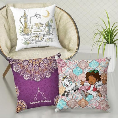 INtex CURTAINS HOUSE Throw Pillow Covers - Velvet Cushion Covers - Set of 3 -40 x 40 cm - Cover Only