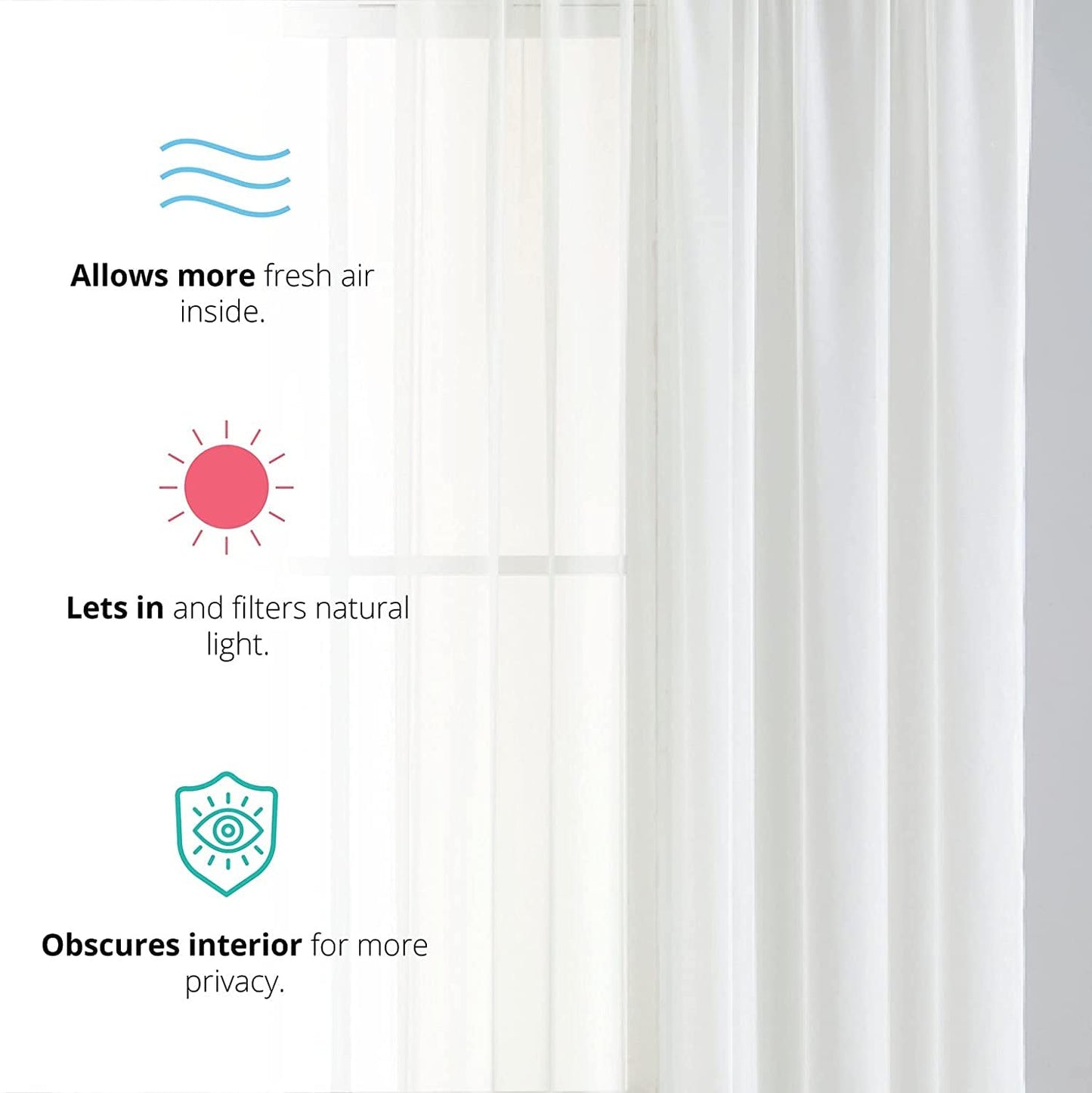 INtex CURTAINS HOUSE Elegant Voile Chiffon Curtains - Rod Pocket Design - Luxury Soft Fabric 1 Panel