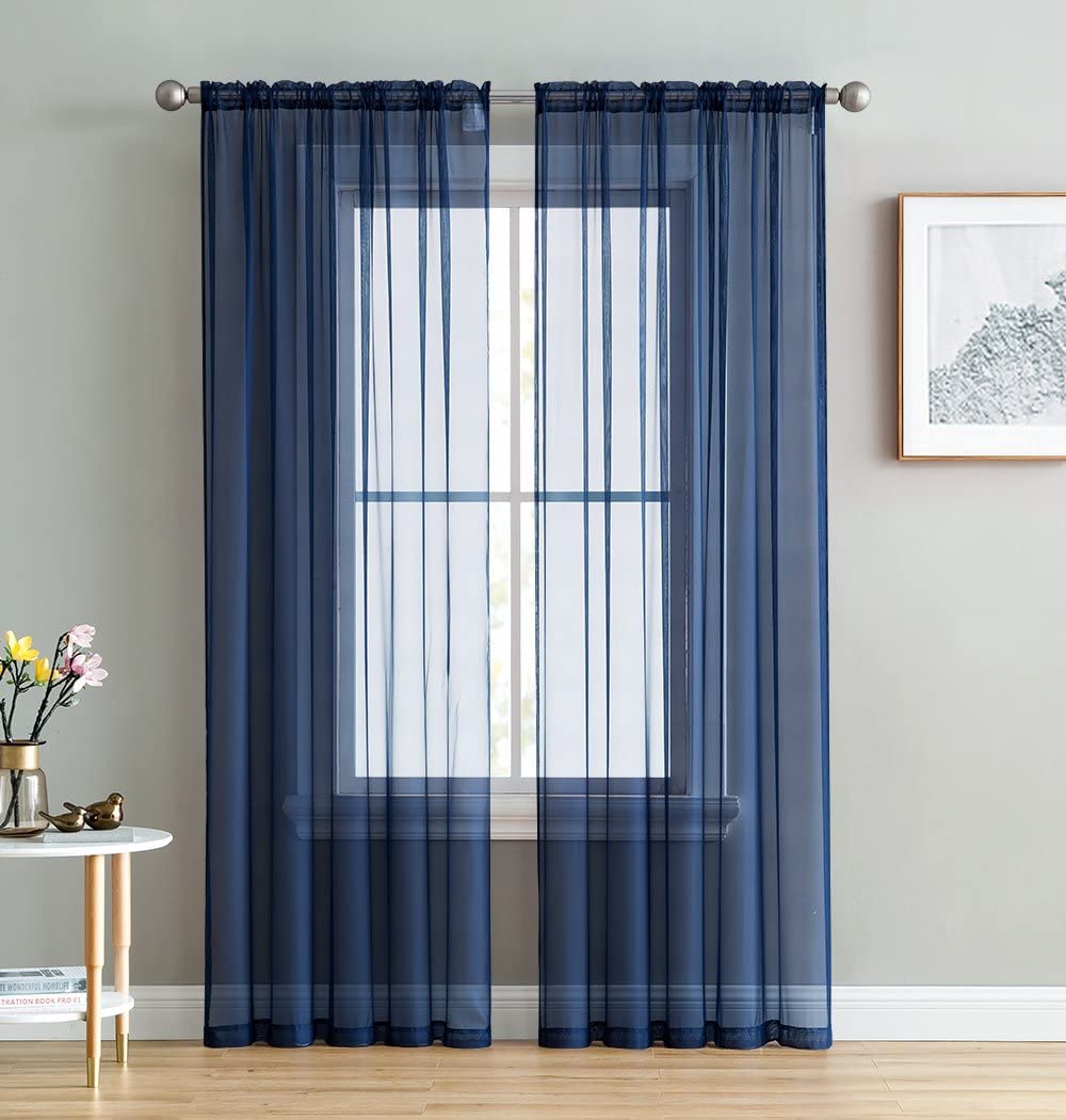 INtex CURTAINS HOUSE Elegant Voile Chiffon Curtains - Rod Pocket Design - Luxury Soft Fabric 1 Panel