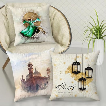 INtex CURTAINS HOUSE Throw Pillow Covers - Velvet Cushion Covers - Set of 3 -40 x 40 cm - Cover Only