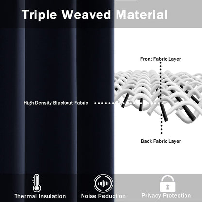 INtex CURTAINS HOUSE Blackout Curtains with Tiebacks - Thermal Insulated, Light Blocking and Noise Reducing Grommet Curtain Drapes for Bedroom and Living Room, Set of 2 Panels,