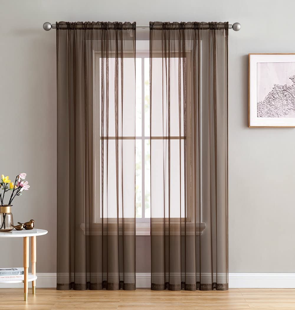 INtex CURTAINS HOUSE Elegant Voile Chiffon Curtains - Rod Pocket Design - Luxury Soft Fabric 1 Panel