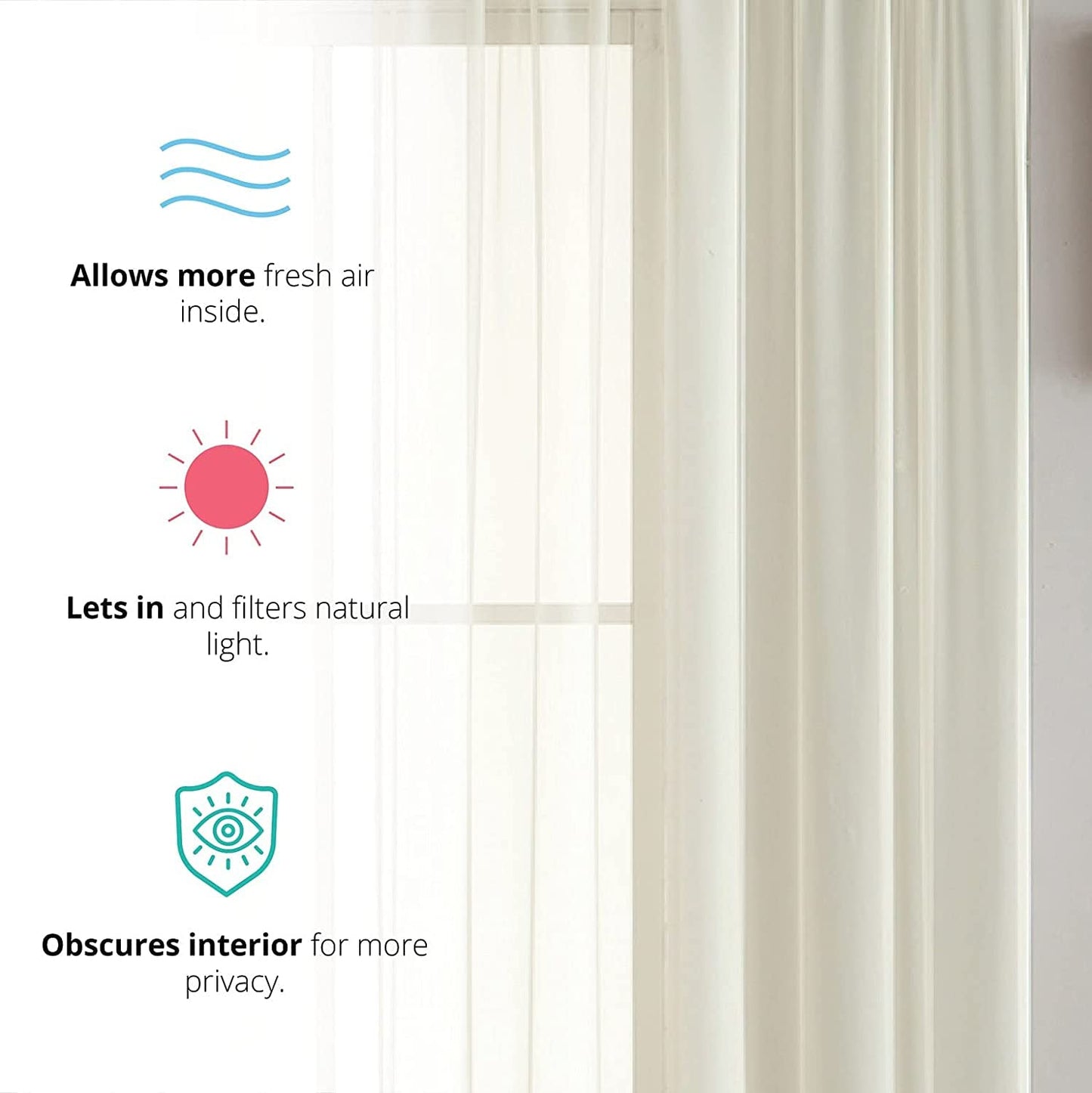 INtex CURTAINS HOUSE Elegant Voile Chiffon Curtains - Rod Pocket Design - Luxury Soft Fabric 1 Panel