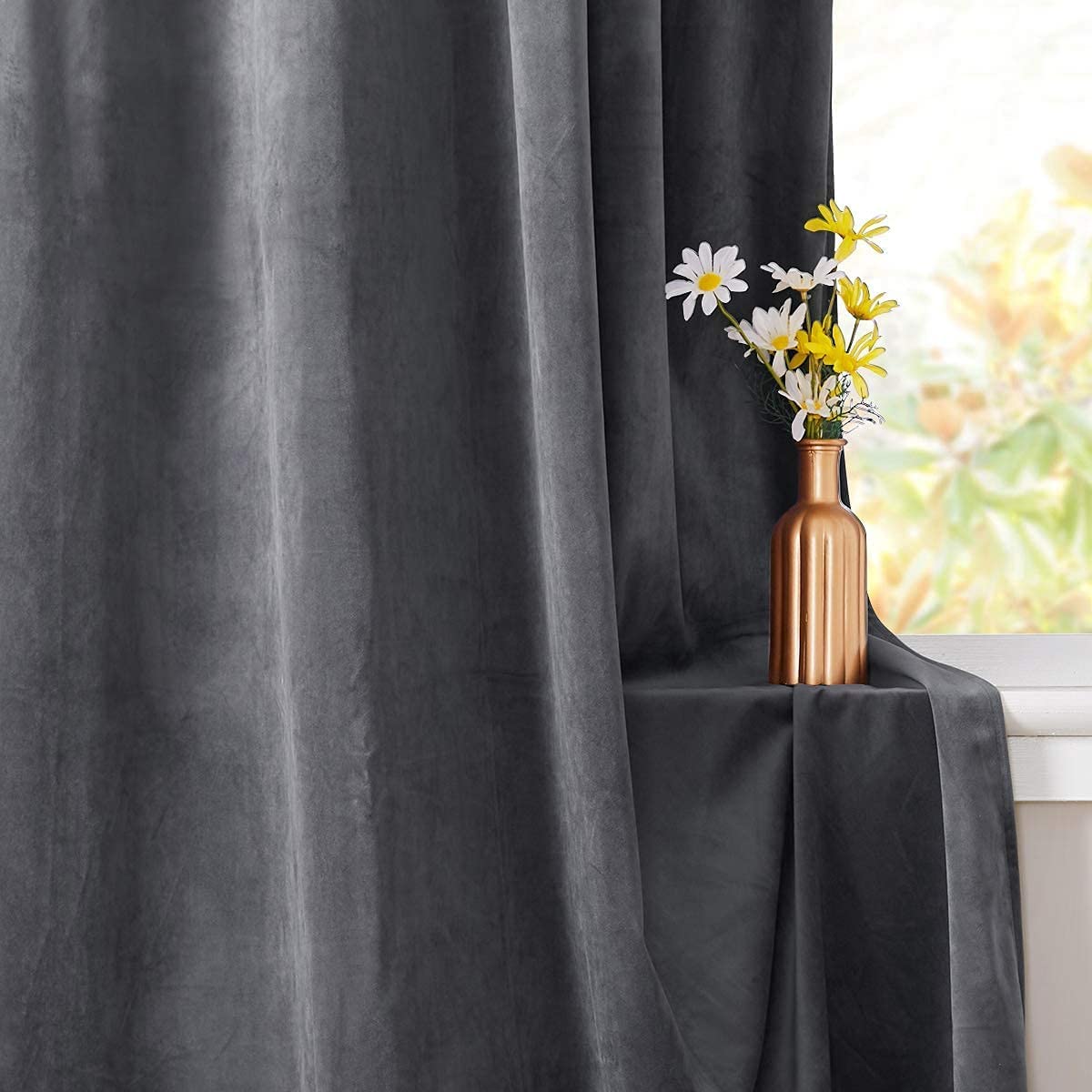 ستائر مخملية أنيقة من INtex CURTAINS HOUSE - ستائر معزولة حرارياً لغرفة المعيشة، حلقات فولاذية - ستائر مانعة للضوء - لوحان