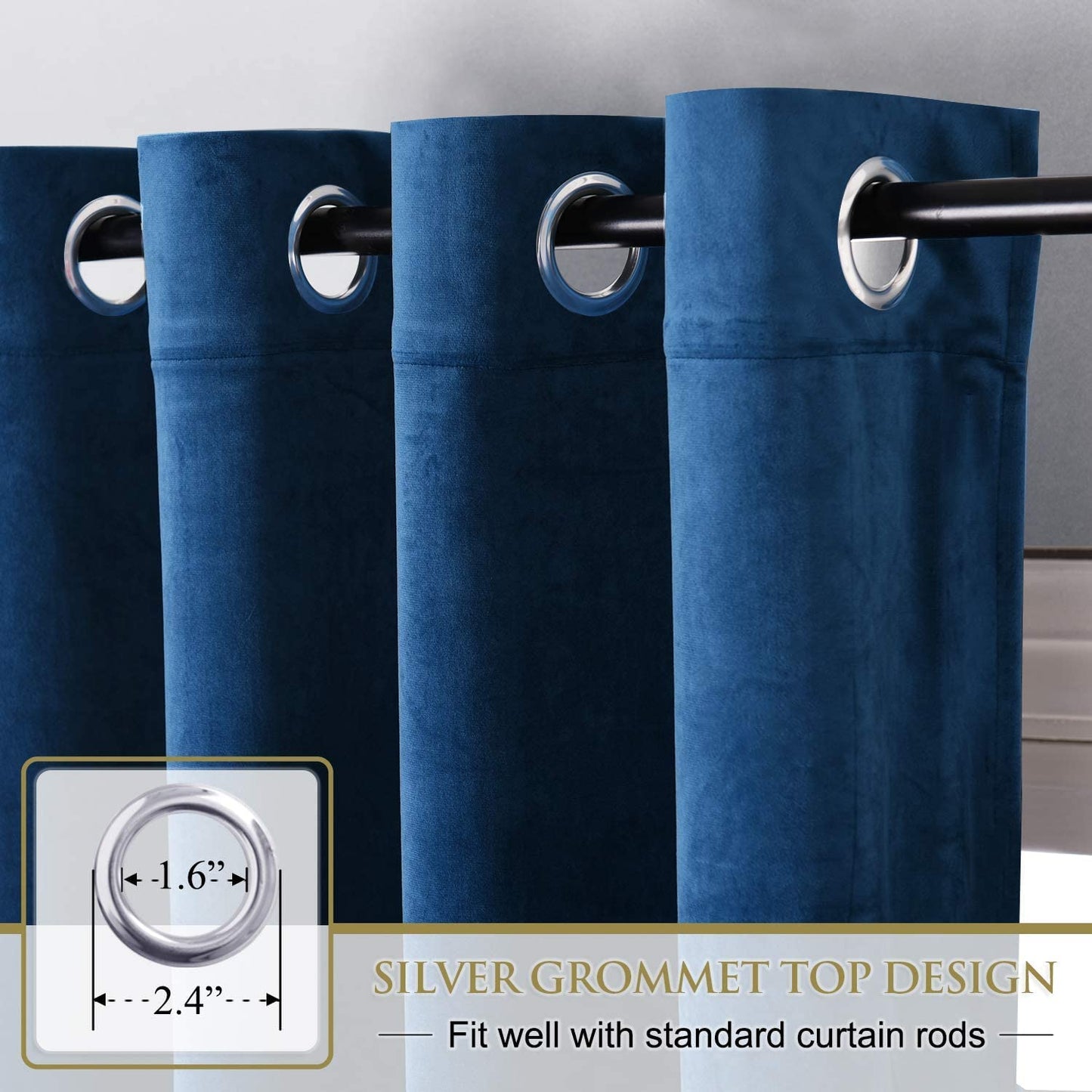 ستائر مخملية أنيقة من INtex CURTAINS HOUSE - ستائر معزولة حرارياً لغرفة المعيشة، حلقات فولاذية - ستائر مانعة للضوء - لوحان