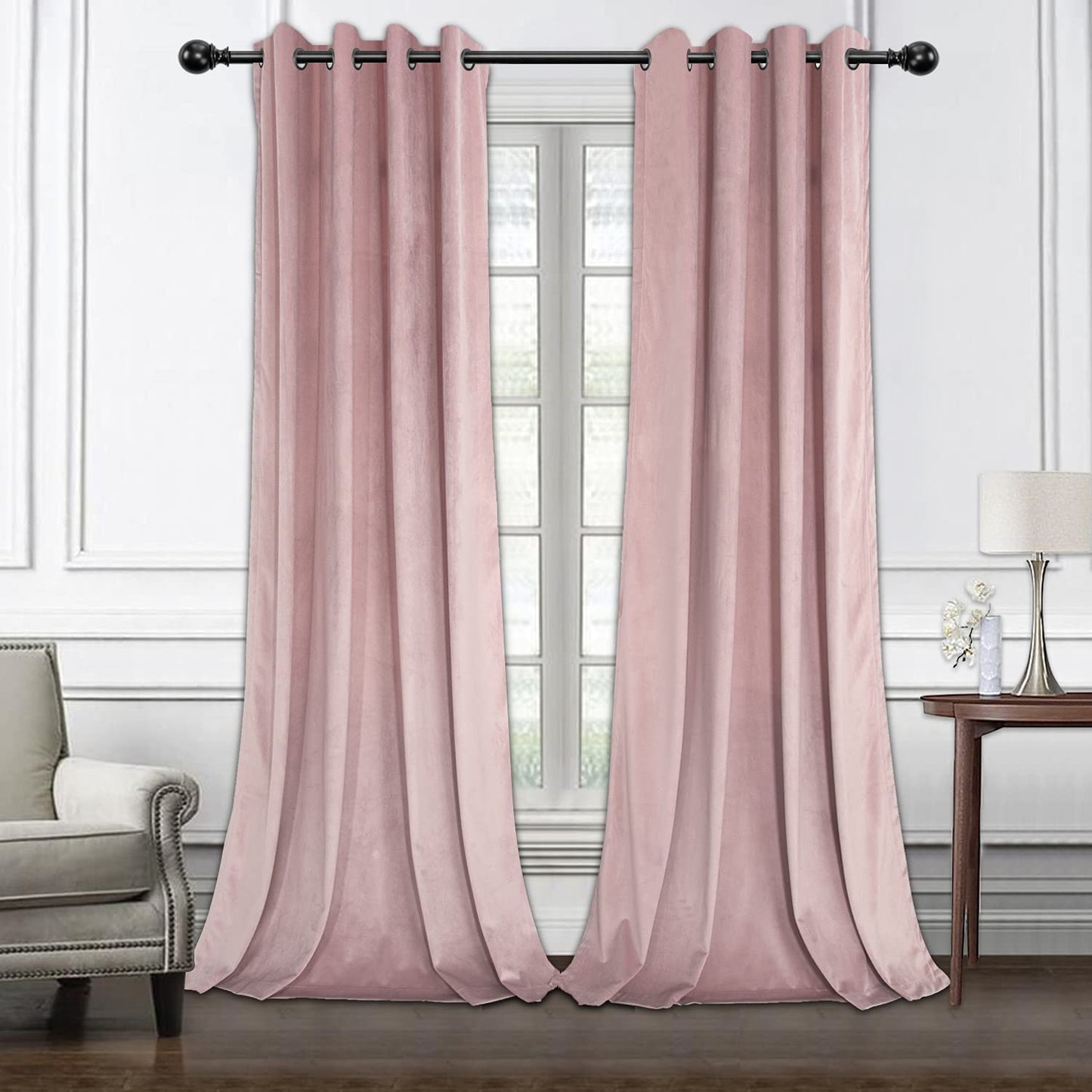 ستائر مخملية أنيقة من INtex CURTAINS HOUSE - ستائر معزولة حرارياً لغرفة المعيشة، حلقات فولاذية - ستائر مانعة للضوء - لوحان