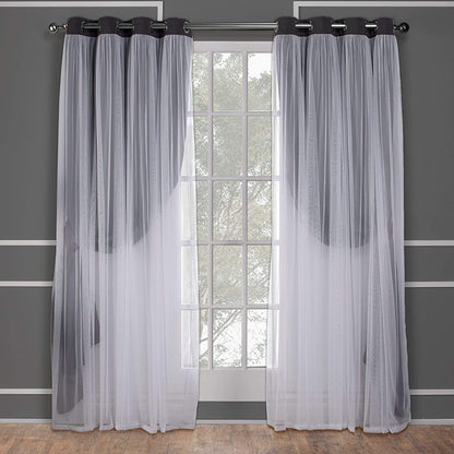 INtex CURTAINS HOUSE Voile Sheer Panel Pair with Insulated Blackout Room Dark,Rich steel Grommet, Set of 1 Panel