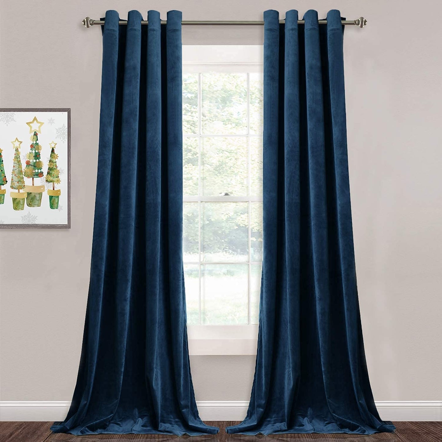 ستائر مخملية أنيقة من INtex CURTAINS HOUSE - ستائر معزولة حرارياً لغرفة المعيشة، حلقات فولاذية - ستائر مانعة للضوء - لوحان