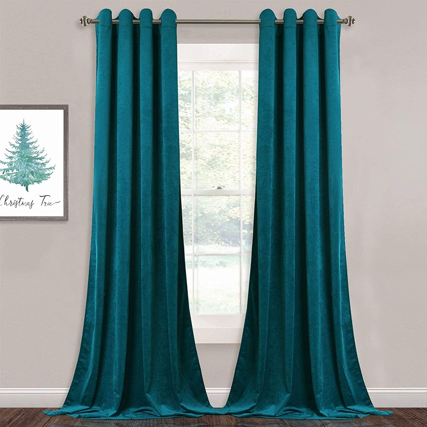 ستائر مخملية أنيقة من INtex CURTAINS HOUSE - ستائر معزولة حرارياً لغرفة المعيشة، حلقات فولاذية - ستائر مانعة للضوء - لوحان