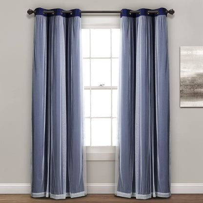 INtex CURTAINS HOUSE Voile Sheer Panel Pair with Insulated Blackout Room Dark,Rich steel Grommet, Set of 1 Panel