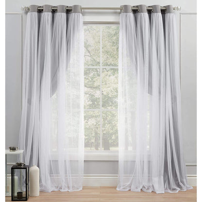 INtex CURTAINS HOUSE Voile Sheer Panel Pair with Insulated Blackout Room Dark,Rich steel Grommet, Set of 1 Panel