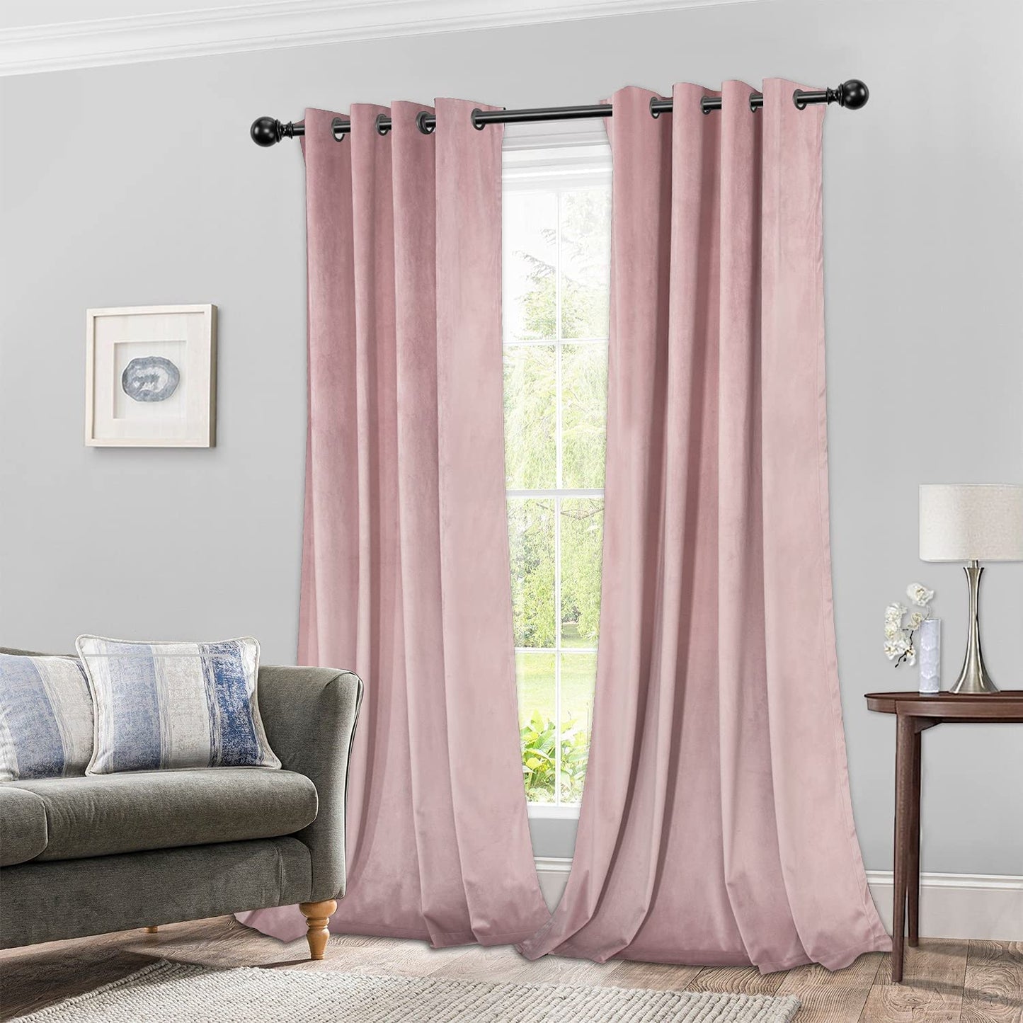 ستائر مخملية أنيقة من INtex CURTAINS HOUSE - ستائر معزولة حرارياً لغرفة المعيشة، حلقات فولاذية - ستائر مانعة للضوء - لوحان