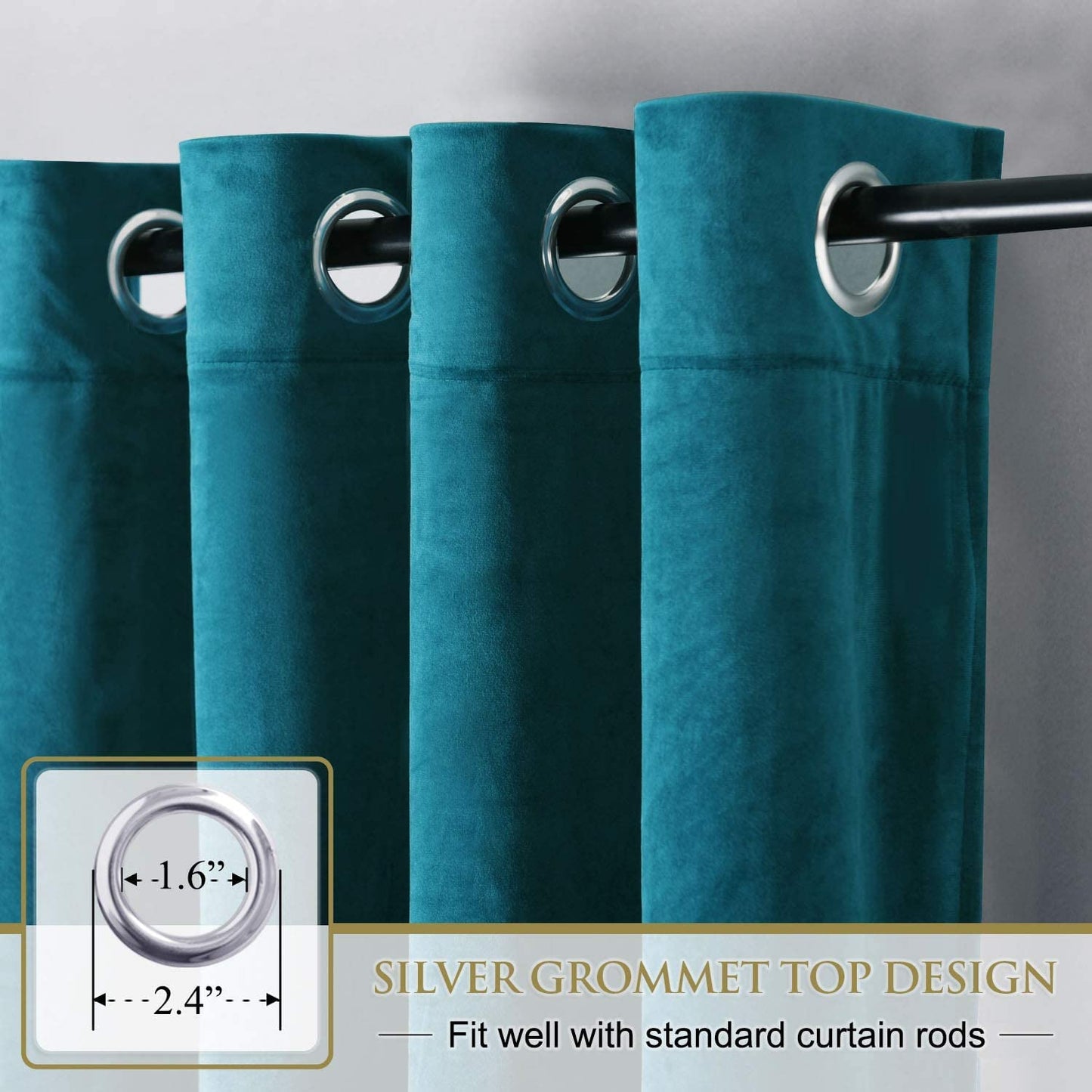ستائر مخملية أنيقة من INtex CURTAINS HOUSE - ستائر معزولة حرارياً لغرفة المعيشة، حلقات فولاذية - ستائر مانعة للضوء - لوحان