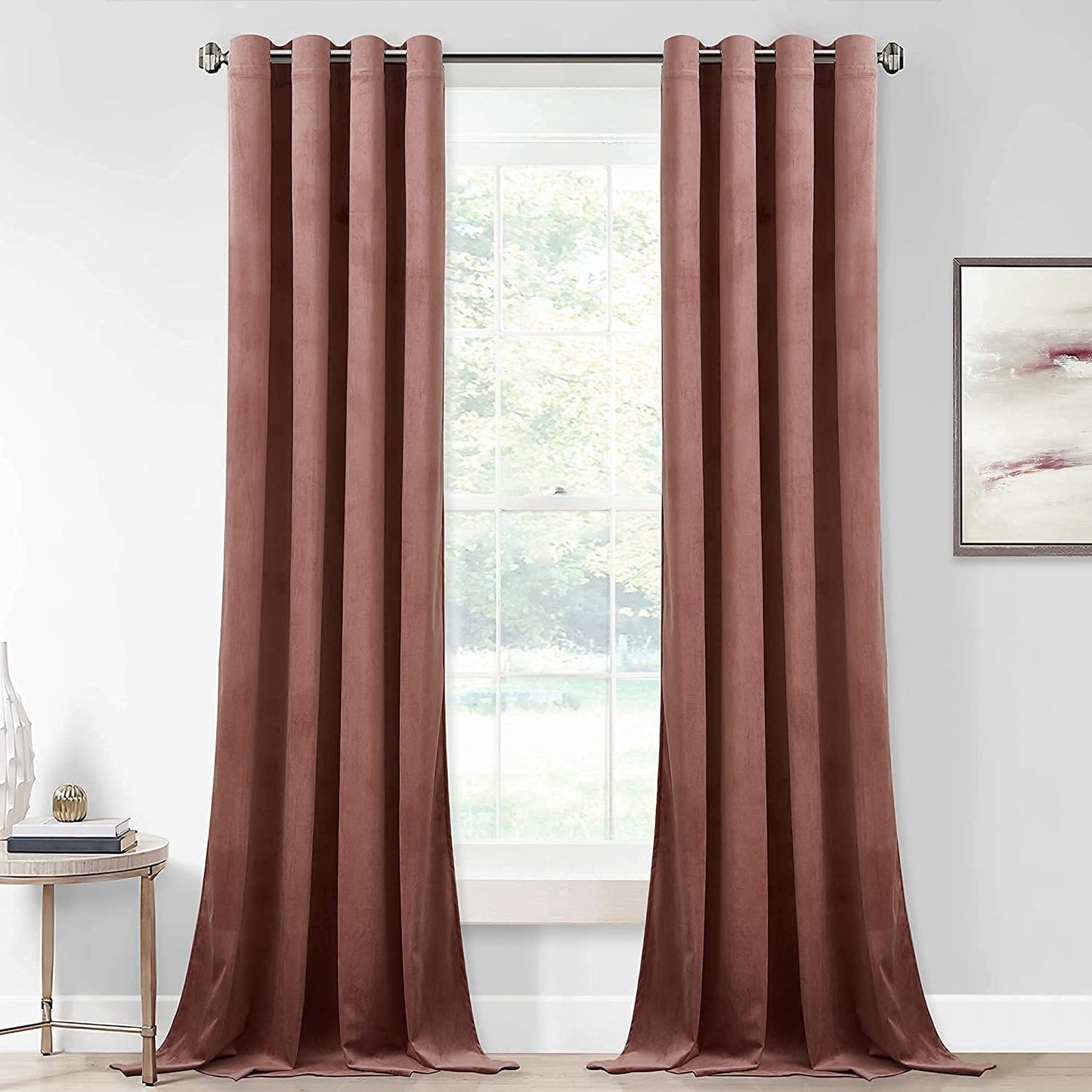 ستائر مخملية أنيقة من INtex CURTAINS HOUSE - ستائر معزولة حرارياً لغرفة المعيشة، حلقات فولاذية - ستائر مانعة للضوء - لوحان
