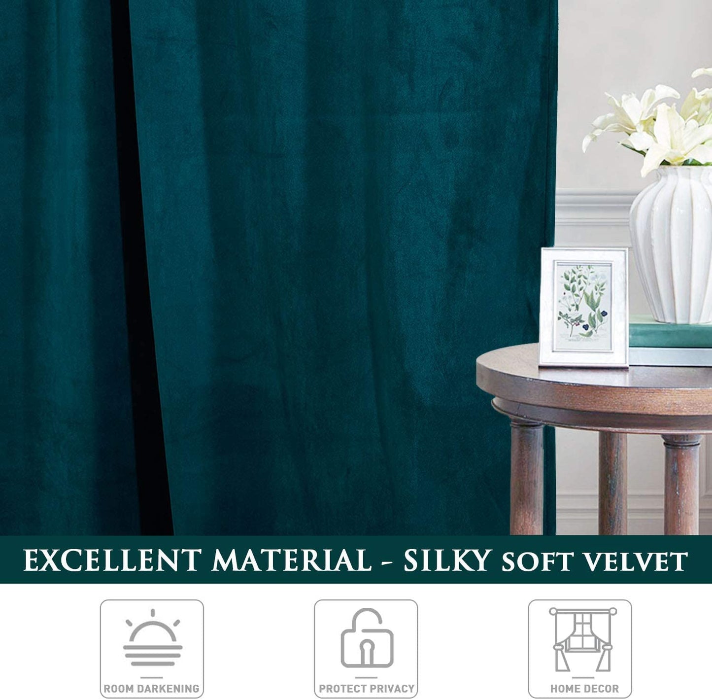 ستائر مخملية أنيقة من INtex CURTAINS HOUSE - ستائر معزولة حرارياً لغرفة المعيشة، حلقات فولاذية - ستائر مانعة للضوء - لوحان