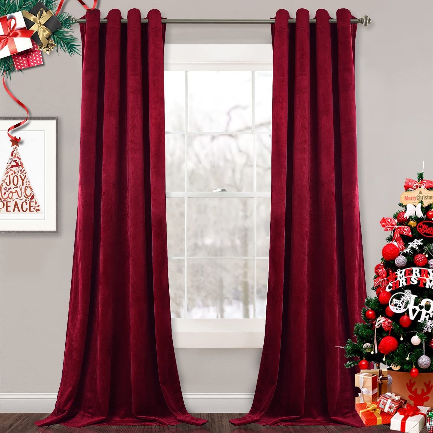 ستائر مخملية أنيقة من INtex CURTAINS HOUSE - ستائر معزولة حرارياً لغرفة المعيشة، حلقات فولاذية - ستائر مانعة للضوء - لوحان