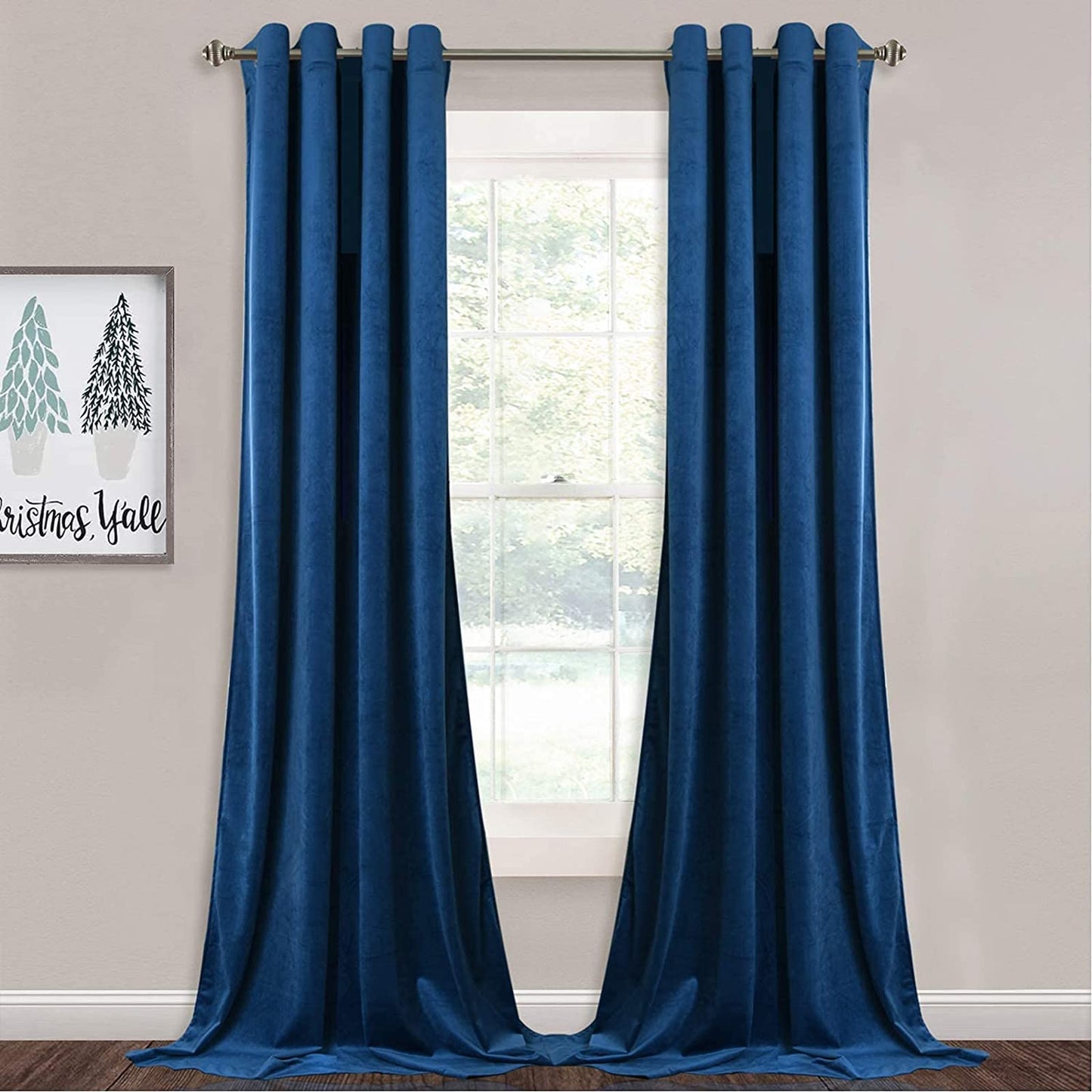 ستائر مخملية أنيقة من INtex CURTAINS HOUSE - ستائر معزولة حرارياً لغرفة المعيشة، حلقات فولاذية - ستائر مانعة للضوء - لوحان