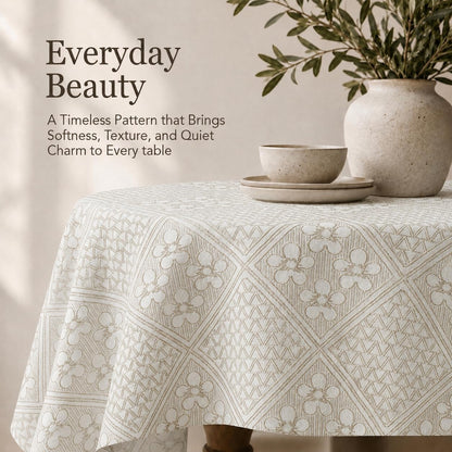 INTEX HOME Amina Square Tablecloth – Premium Linen Blend – Light Beige – 130x130 cm – Heavy Duty, Stain Resistant, Machine Washable – Dining, Kitchen & Events