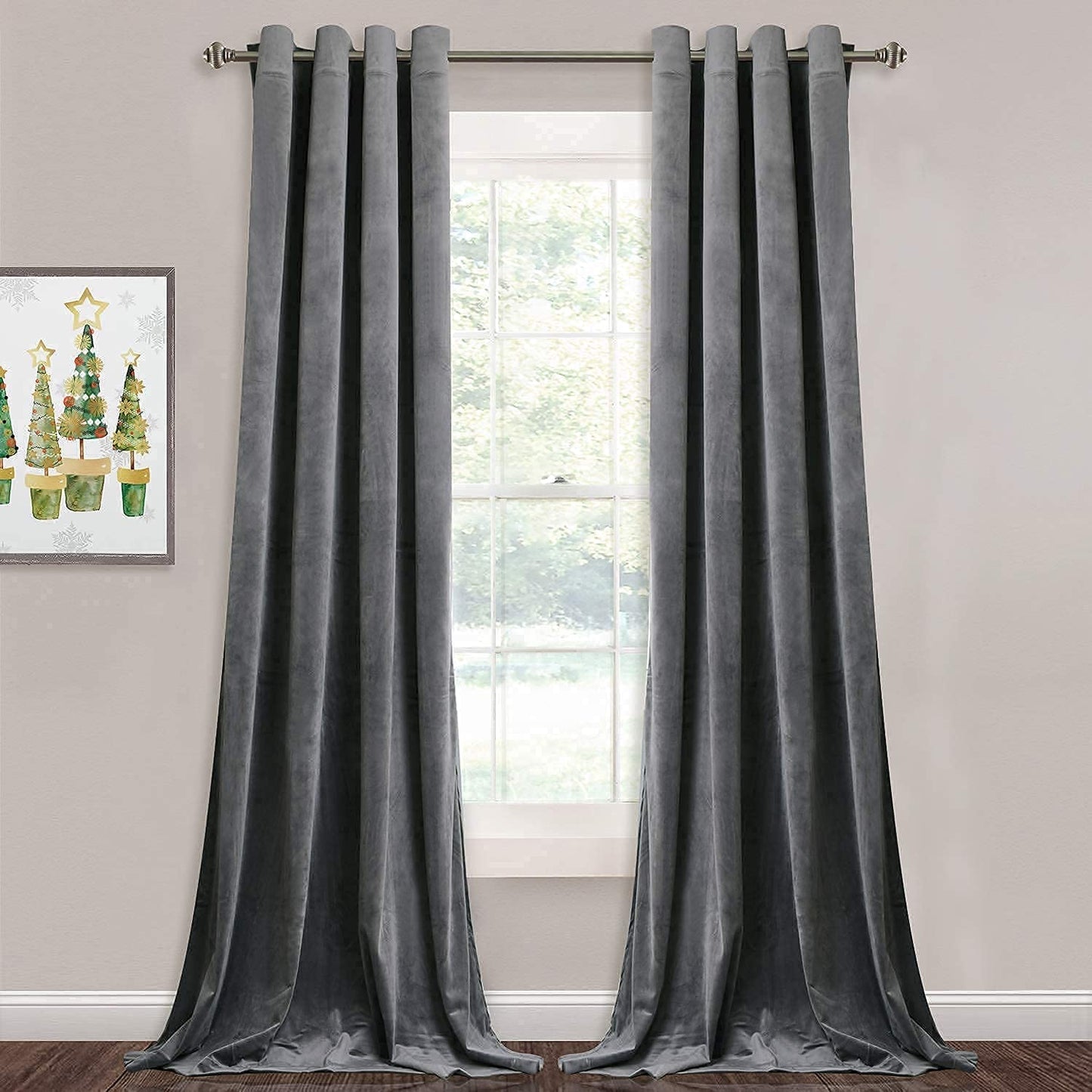 ستائر مخملية أنيقة من INtex CURTAINS HOUSE - ستائر معزولة حرارياً لغرفة المعيشة، حلقات فولاذية - ستائر مانعة للضوء - لوحان
