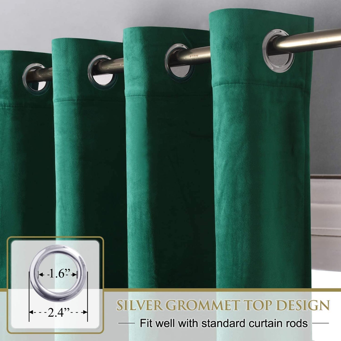 ستائر مخملية أنيقة من INtex CURTAINS HOUSE - ستائر معزولة حرارياً لغرفة المعيشة، حلقات فولاذية - ستائر مانعة للضوء - لوحان