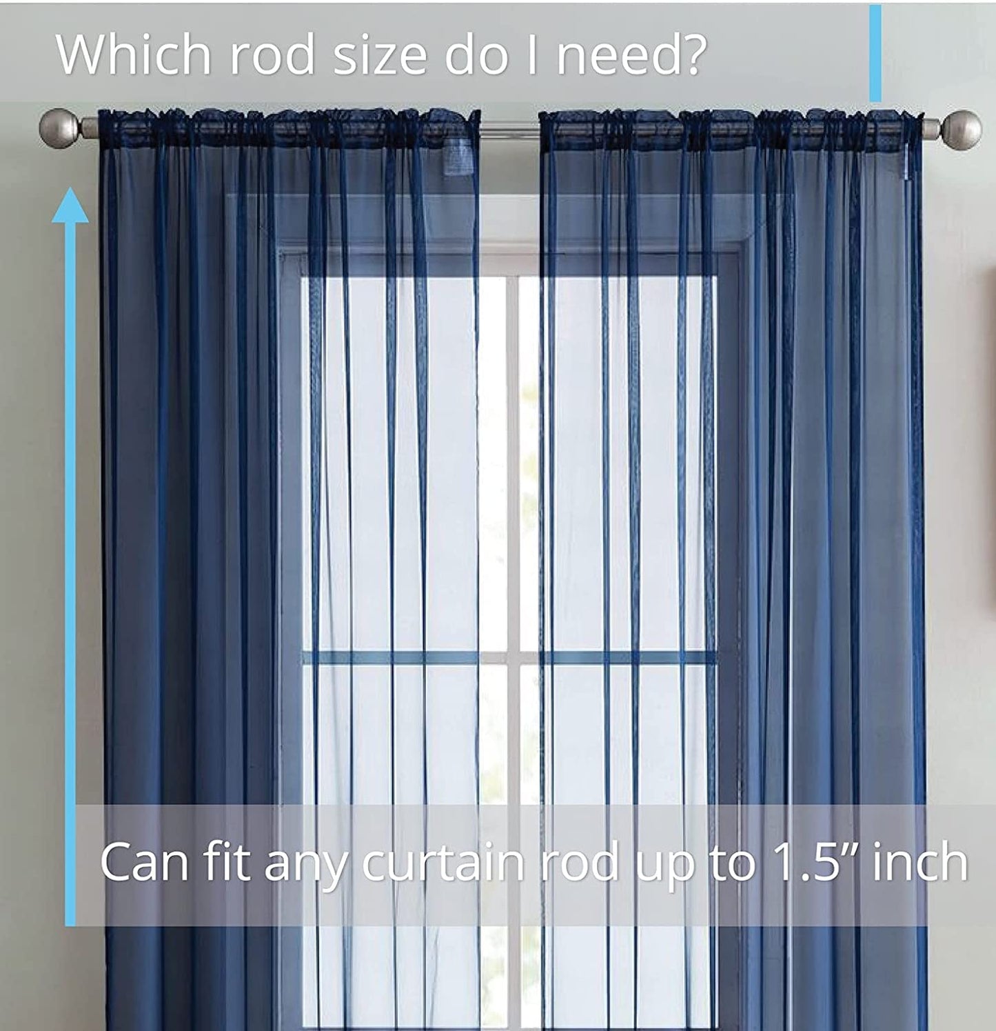 INtex CURTAINS HOUSE Elegant Voile Chiffon Curtains - Rod Pocket Design - Luxury Soft Fabric 1 Panel