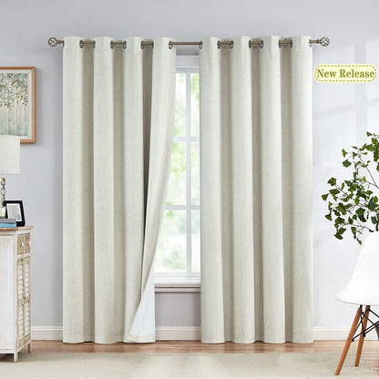 INtex CURTAINS HOUSE Linen Blackout curtains - 100% Blackout - sun zero - Fully Darkness for Room - thermal insulated fabric - silver steel Grommets - 1 Piece