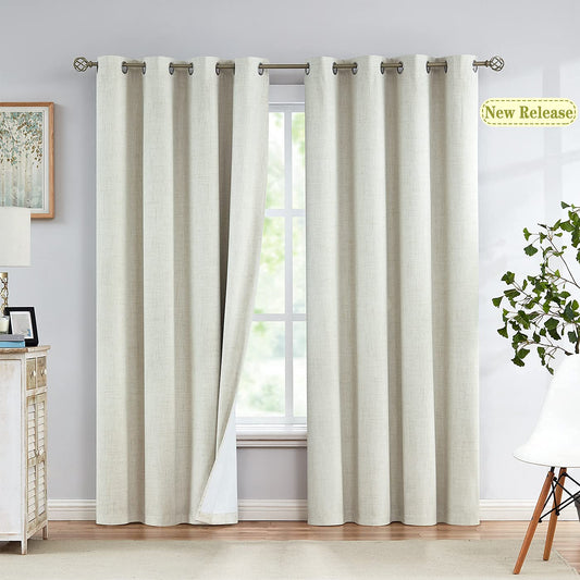 Intex Curtains House Linen Blackout Curtain – 100% Blackout, Sun Zero, Full Room Darkening – Thermal Insulated Fabric – Silver Steel Grommets – 1 Piece