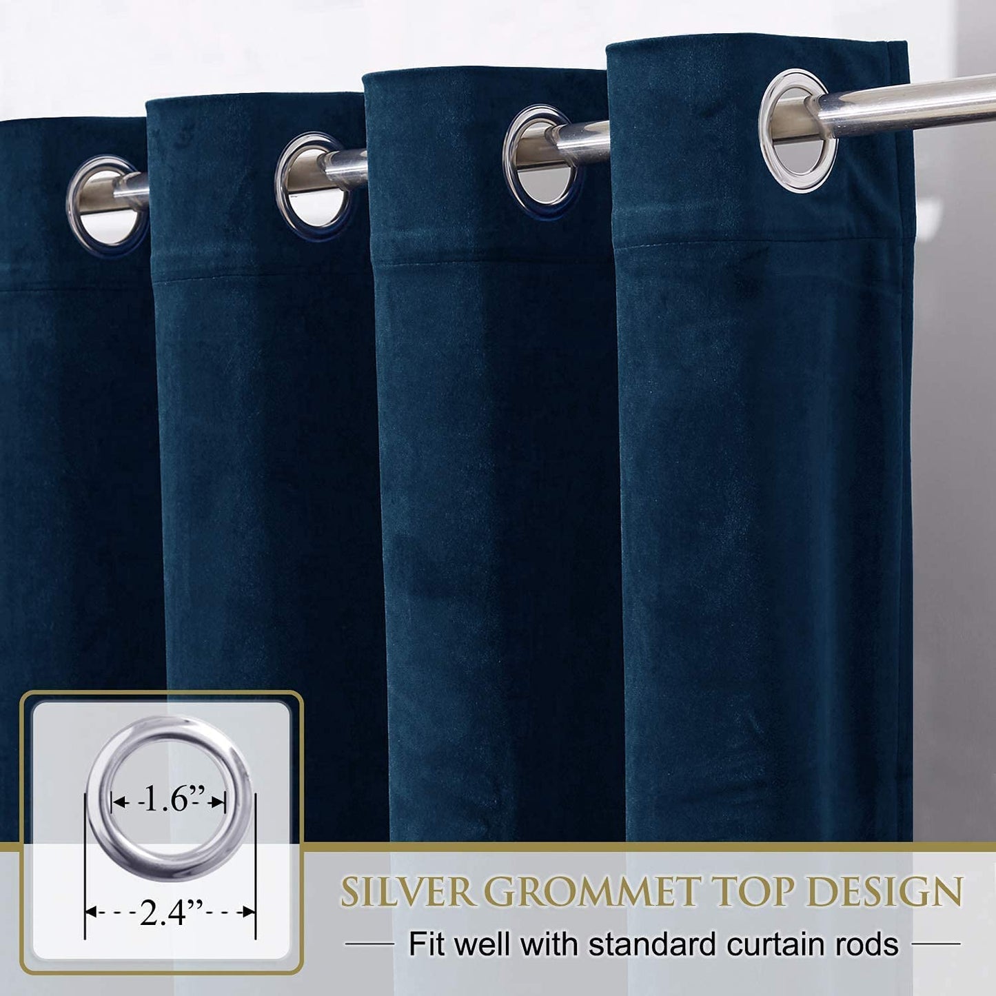 ستائر مخملية أنيقة من INtex CURTAINS HOUSE - ستائر معزولة حرارياً لغرفة المعيشة، حلقات فولاذية - ستائر مانعة للضوء - لوحان