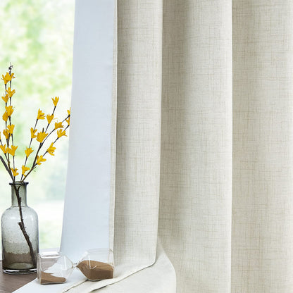 INtex CURTAINS HOUSE Linen Blackout curtains - 100% Blackout - sun zero - Fully Darkness for Room - thermal insulated fabric - silver steel Grommets - 1 Piece