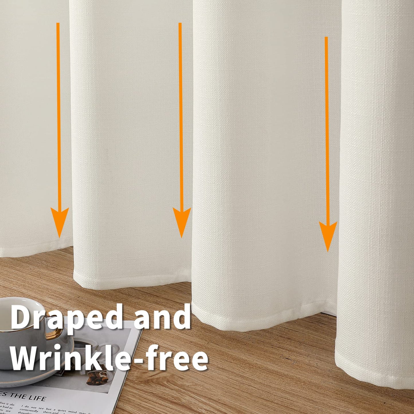 INtex CURTAINS Natural Linen Curtains -Semi Transparent Sheer -Soft And Durable Fabric -For Living Rooms And Bedroom Steel Grommets -Two Pieces
