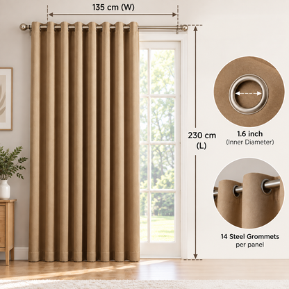Intex Curtains House Blackout Curtain – Soft Peachy Texture, Thermal Insulating, Silver Steel Grommets – for Living Rooms & Bedrooms – 1 Panel