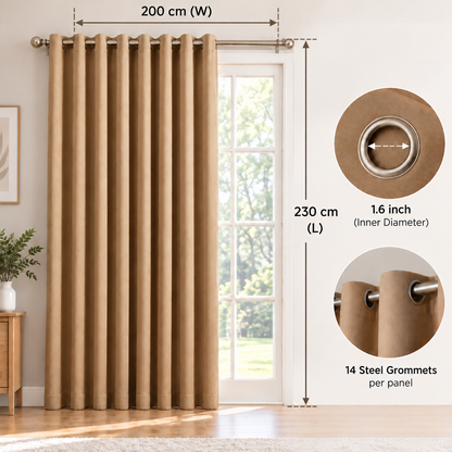 Intex Curtains House Blackout Curtain – Soft Peachy Texture, Thermal Insulating, Silver Steel Grommets – for Living Rooms & Bedrooms – 1 Panel