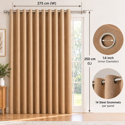 Intex Curtains House Blackout Curtain – Soft Peachy Texture, Thermal Insulating, Silver Steel Grommets – for Living Rooms & Bedrooms – 1 Panel