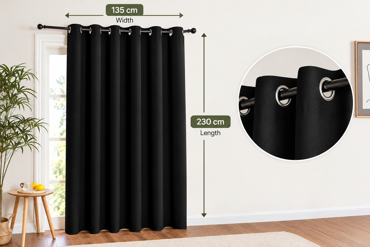 Intex Curtains House Blackout Curtain – Soft Peachy Texture, Thermal Insulating, Silver Steel Grommets – for Living Rooms & Bedrooms – Single Panel