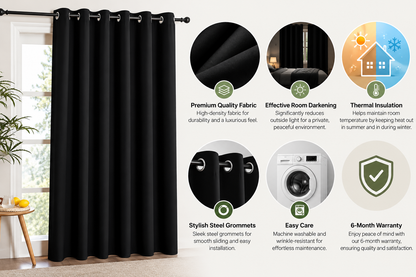 Intex Curtains House Blackout Curtain – Soft Peachy Texture, Thermal Insulating, Silver Steel Grommets – for Living Rooms & Bedrooms – Single Panel