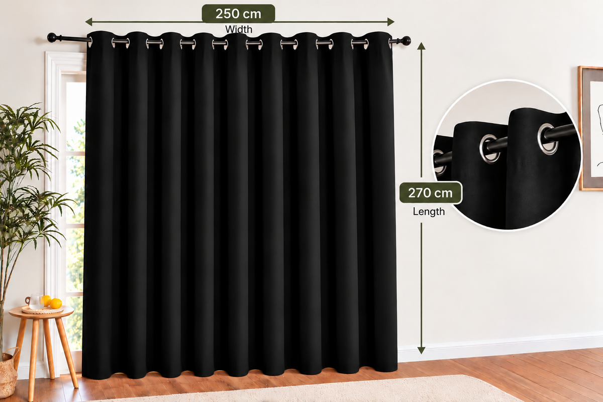 Intex Curtains House Blackout Curtain – Soft Peachy Texture, Thermal Insulating, Silver Steel Grommets – for Living Rooms & Bedrooms – Single Panel