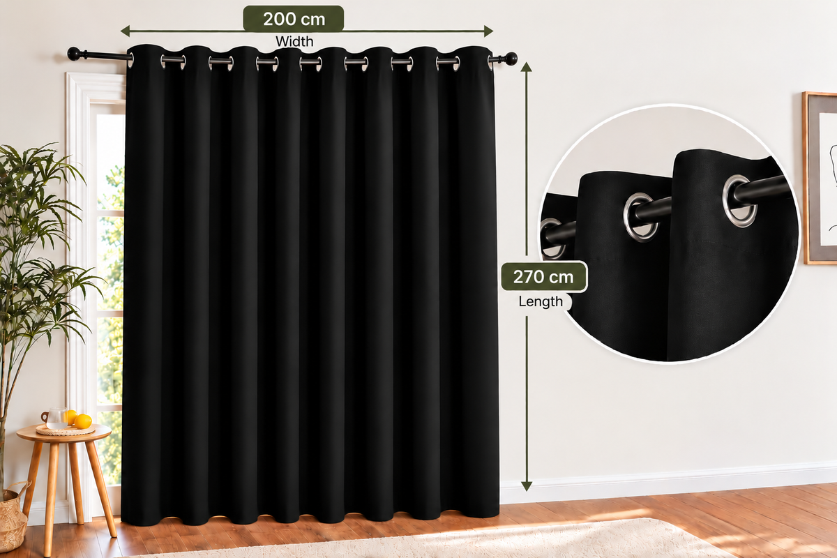 Intex Curtains House Blackout Curtain – Soft Peachy Texture, Thermal Insulating, Silver Steel Grommets – for Living Rooms & Bedrooms – Single Panel